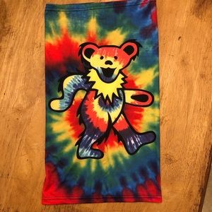 Grateful Dead Dancing Bear Tie-dye Neck Gaiter/Scarf/Bandana. 17”x9.5”